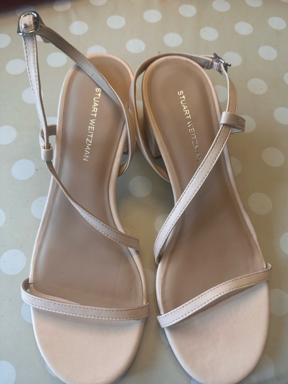 Stuart Weitzman Blush Leather Strappy Flat Sandals